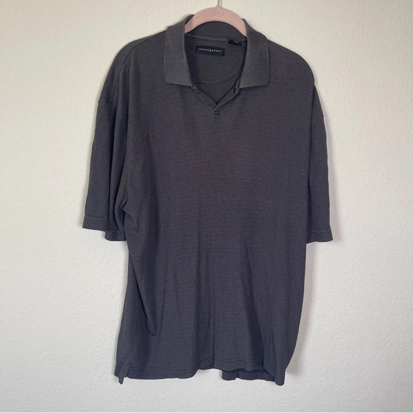 Jhane Barnes Other - Jhane Barnes Silk Blend Polo Shirt Mens Large Grey Waffle Textured Casual